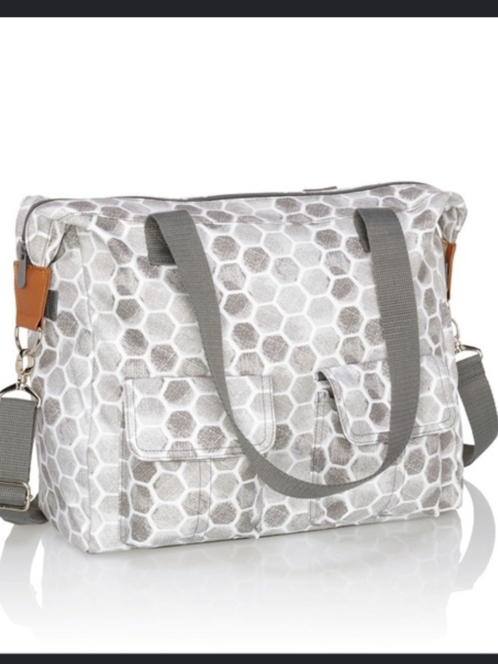 Thirty-One Stepping Stones Retro-Metro Tote Bag Grey White Used Once